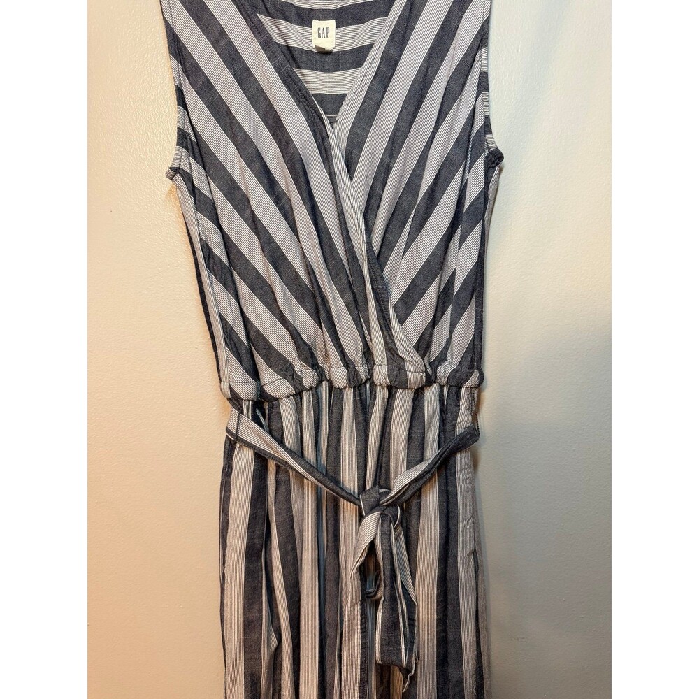 GAP Striped Sleeveless Wrap Waist Tie Jumpsuit